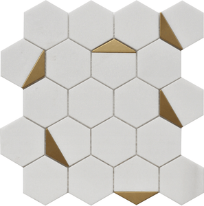 Roca Tiles Rockart Collection Thassos Hexagon 12" x 13" Mosaic Tile