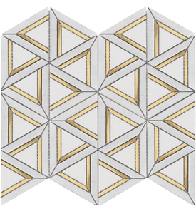 Roca Tiles Rockart Collection Carrara White Metal 12" x 14" Mosaic Tile