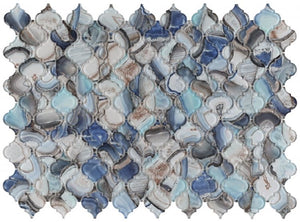 Elysium Tiles Aladdin Shell Blue 8.75" x 12.25" Mosaic Tile